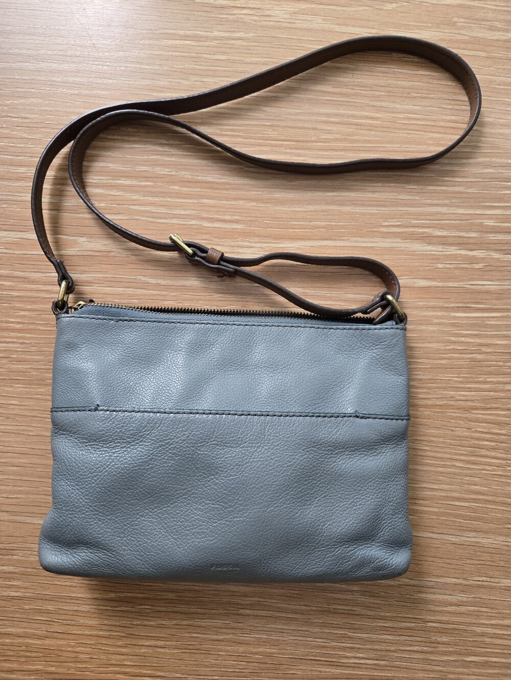 Fossil Blue and Brown Leather Crossbody Bag